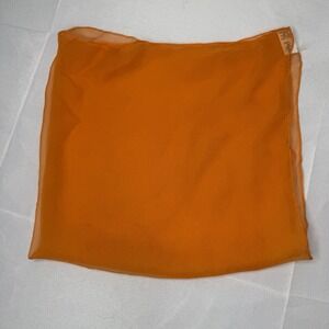 Sally Gee Silk Orange Square Scarf Retro Twee Autumn Earth Tone Hand Rolled